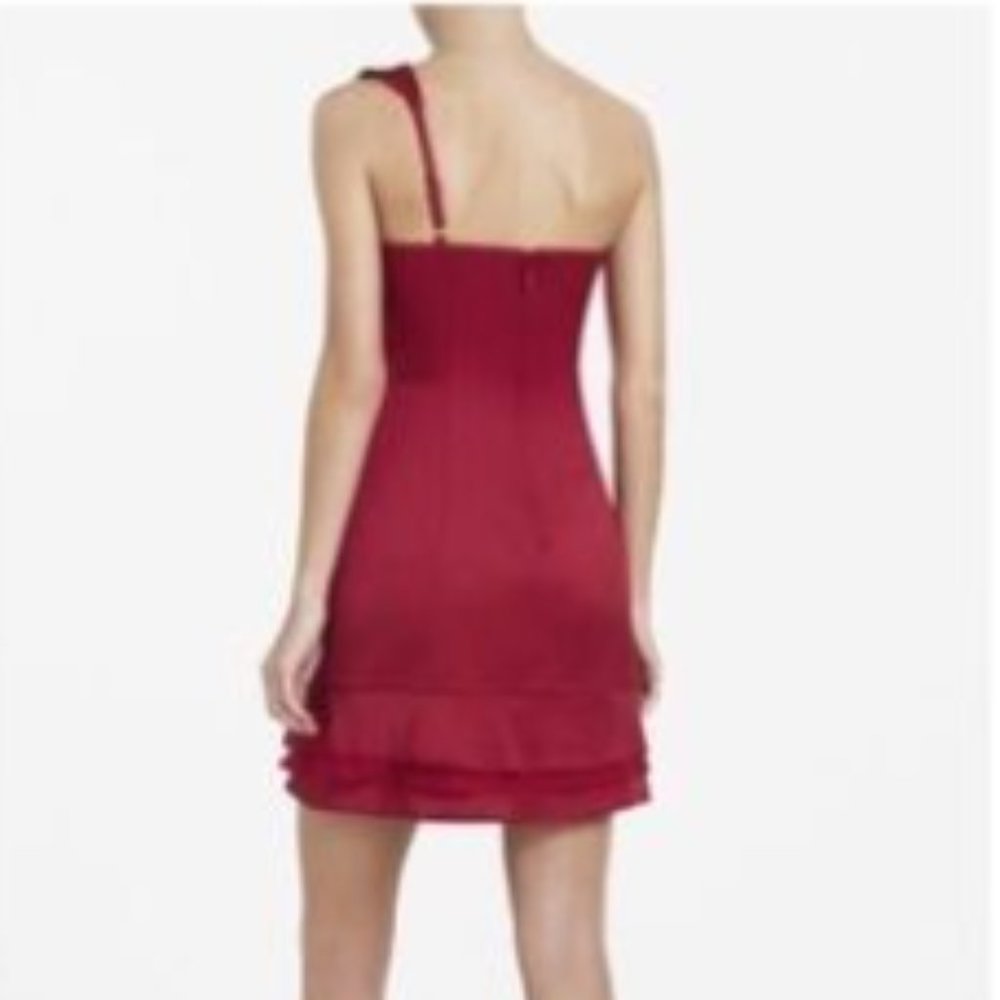 BCBGMaxAzria Jonesy Dress. Ruby Red Size 8 One Shoulder Cocktail Dress. NWOT. - Picture 4 of 7